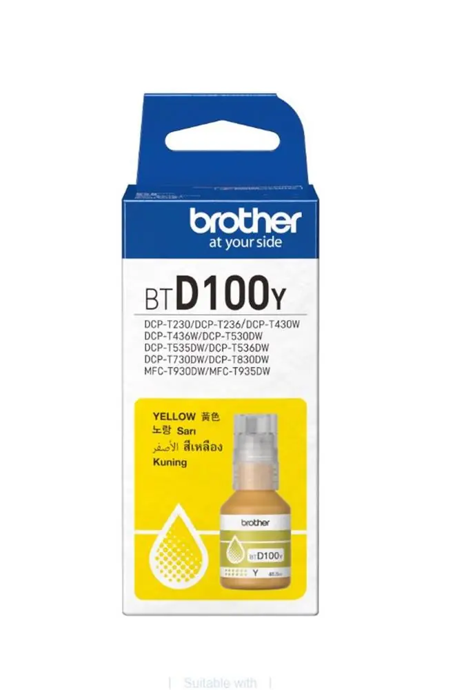 Brother BTD100Y Yellow Sarı 5.000 Sayfa Şişe Mürekkep DCP-T430-T530-T730-T830  MFC-T930-T935 1