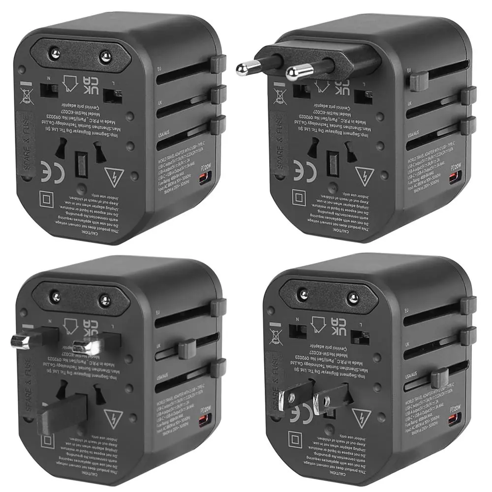 S-link SL-WL20PD 2-USB 2.4A + PD 20W Yedek Akım Sigortalı 100-240V Universal Çevirici Priz Adaptör 1