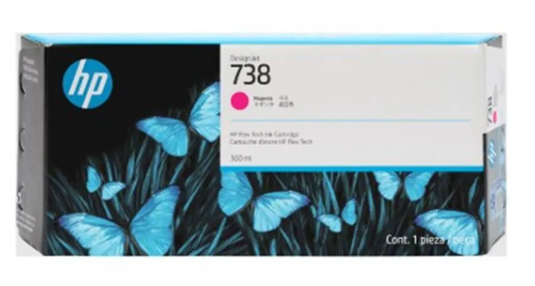HP 738 Magenta Kırmızı 300ML Plotter Kartuşu 676M7A 1