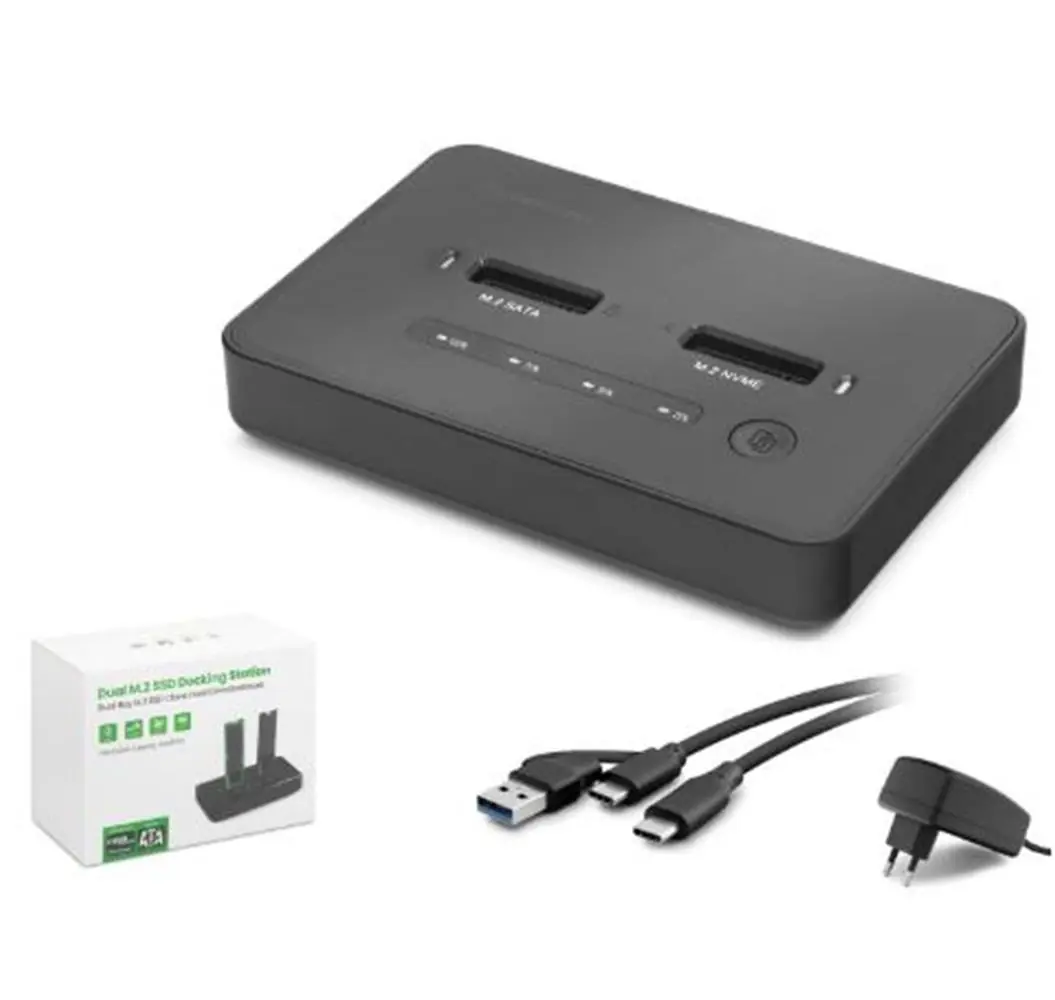HADRON HDX1796 Dual M.2 SSD Disk Docking Station NVMe-SATA Çapraz Klonlama Destekli - Siyah 1