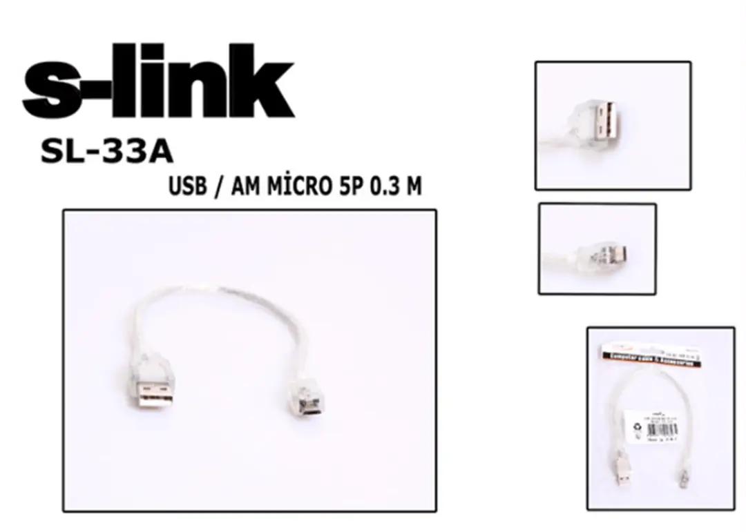 S-link SL-33A 0.3m USB AM-MICRO5P Kablosu 1