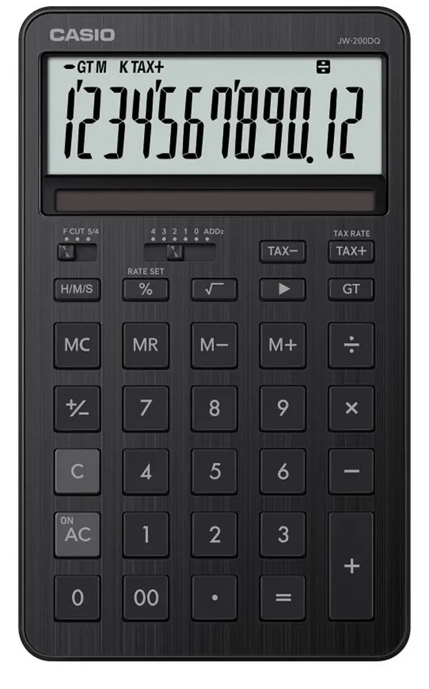 Casio JW-200DQ-BK 12 Hane Siyah Masa Üstü Hesap Makinesi