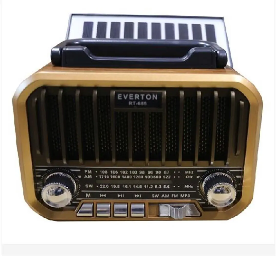 Everton RT-685  Şarjlı,Solarlı  Nostaljik Radyo ( Bluetooth-USB-SD-FM) 1