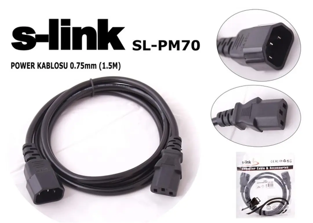 S-link  SL-PM70 1.5mt 0.75mm Power Ara Kablosu 1