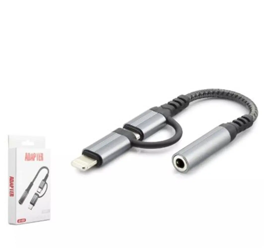 Hadron Gj-026 Type-C + Lightning To 3.5Mm F Kablo Siyah 1
