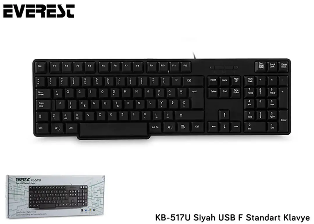 Everest KB-517UF Siyah USB F Standart Klavye 1
