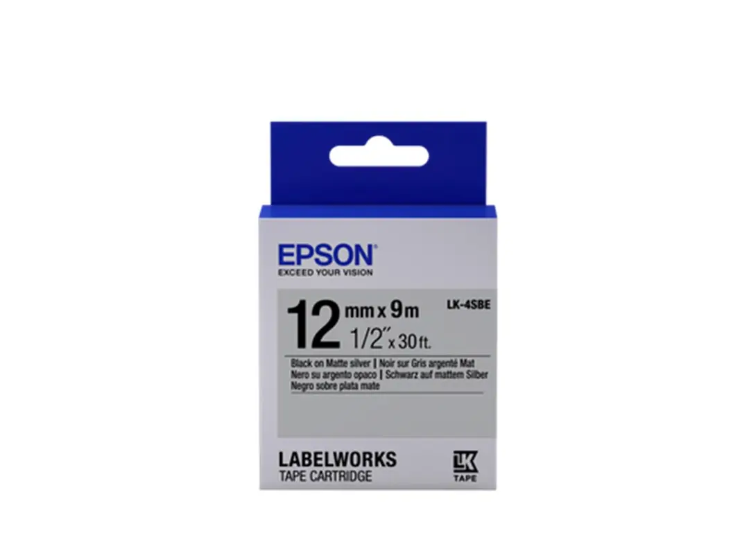 Epson LK-4SBE Gümüş Üzeri Siyah 12mm 9Metre Etiket 1
