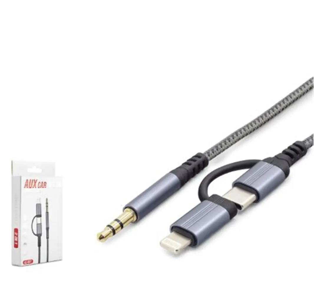 HADRON GJ027 Type-C Lightning 3.5 mm Ses Kablosu Siyah Gri