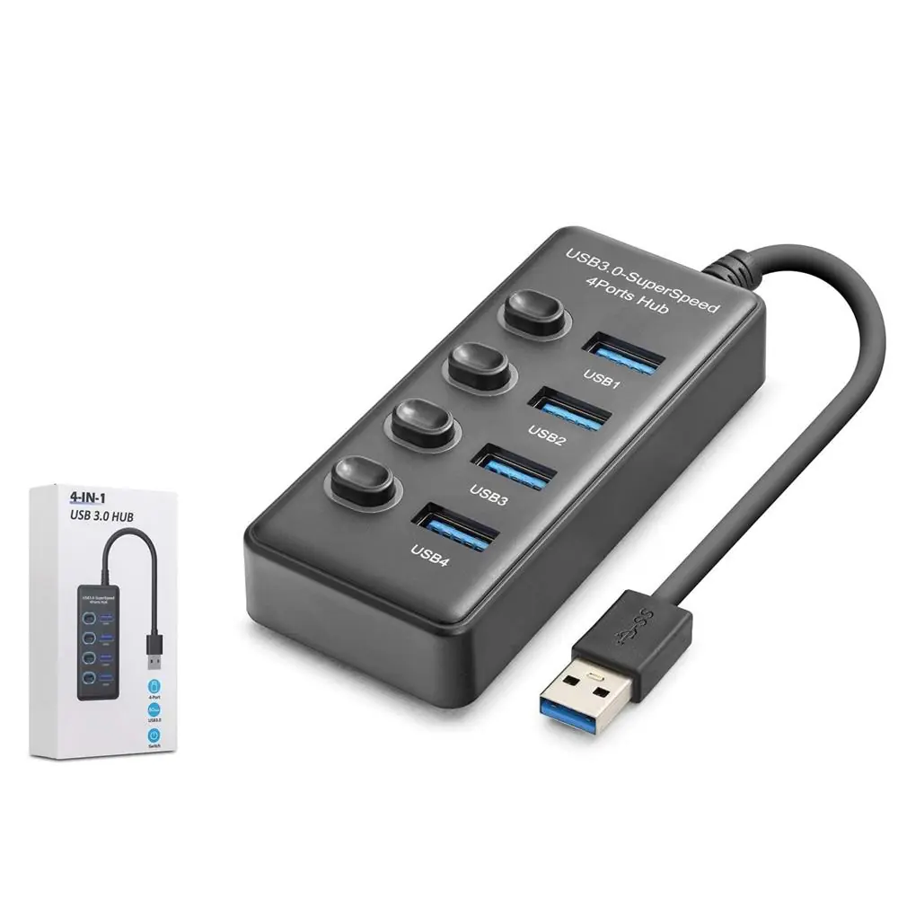 Hadron HDX7049 USB Hub 3.0 5Gbps 4x USB-A 4 Port Switch’li Çoklayıcı Siyah 1