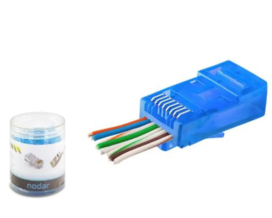 NODAR ND2404 CAT6 EZ RJ45 Konnektör 100 Adet Plastik Kutu - Mavi 1