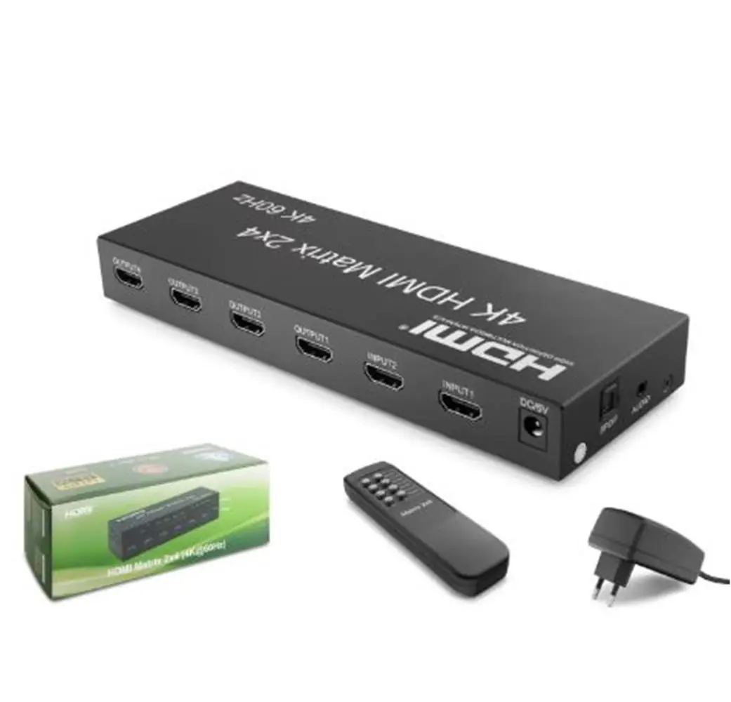 HADRON HDX1388 HDMI Switch + Splitter Matrix 4K 60 Hz 2 In 4 Out - Siyah 1