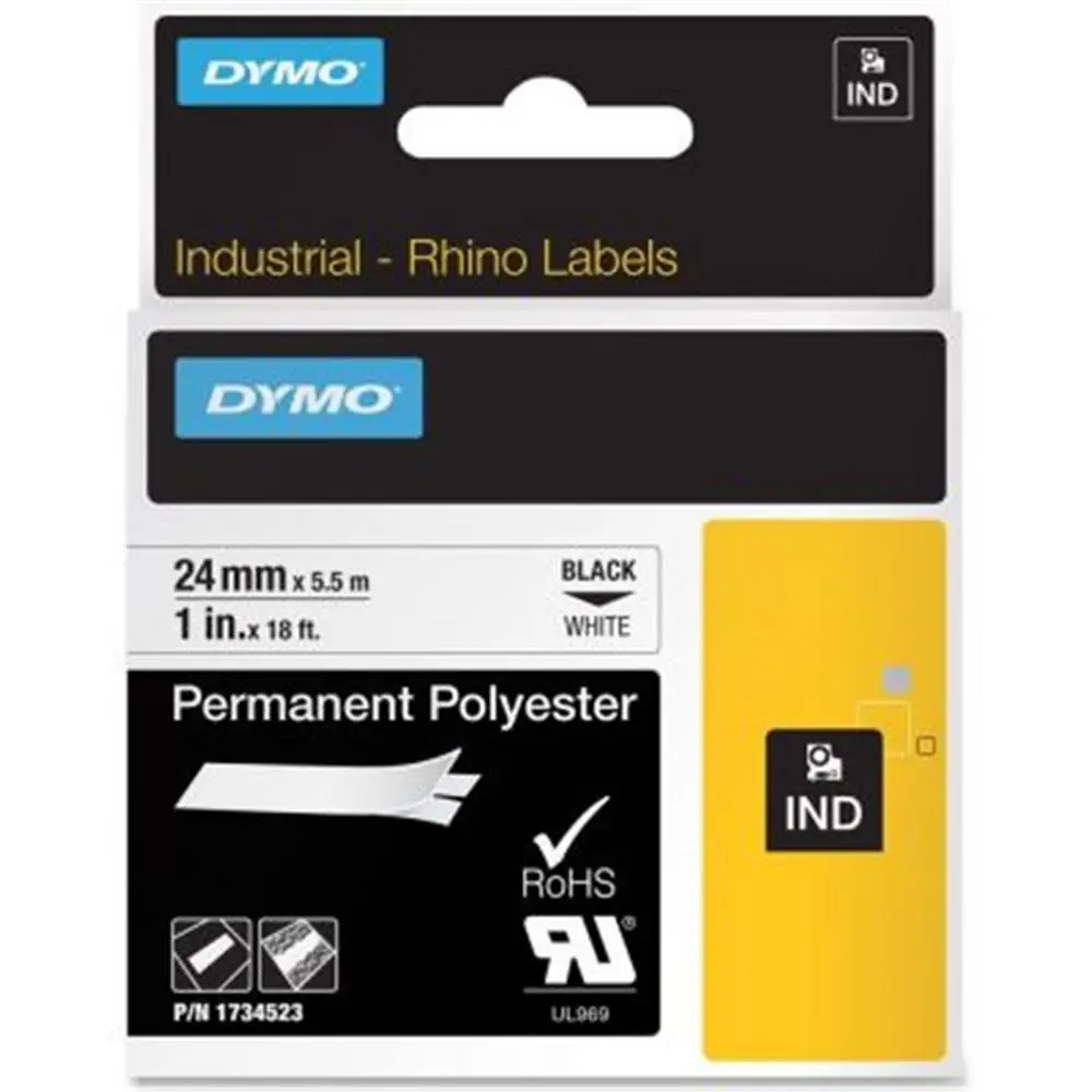 Dymo 18058 RhinoPRO Isıyla Küçülen Şerit19mmx1,5m Sarı-Siyah 1