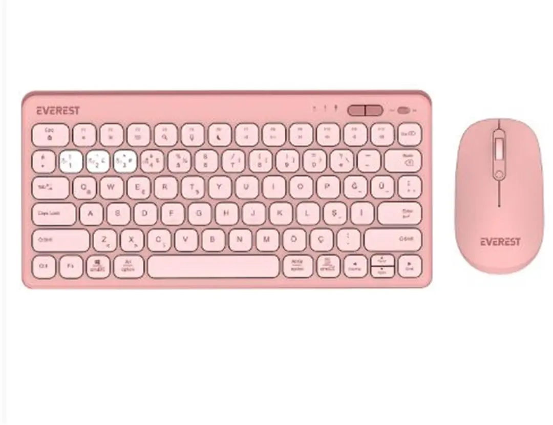 Everest LUMI KM-BT903 Pembe 3in1 3 BT + 2.4 1600dpi  Q Kablosuz Klavye + Mouse Set 1