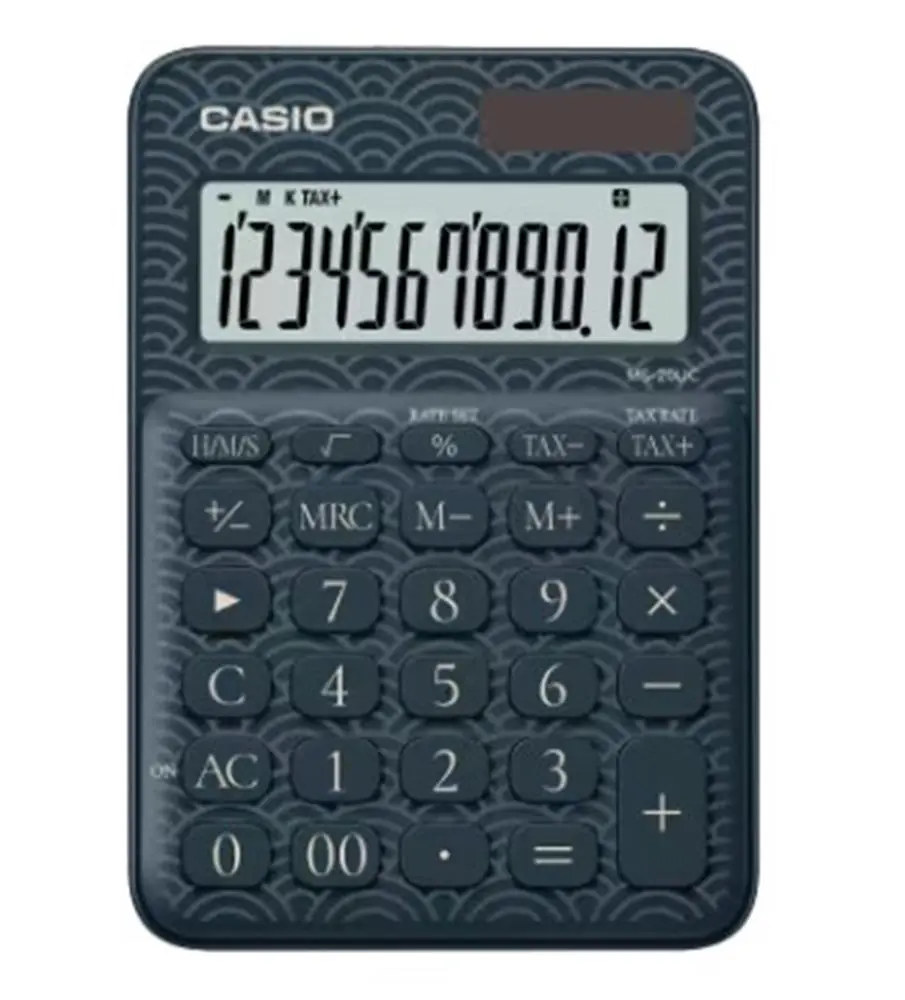 Casio MS-20UC-JBU 12 Hane Lacivert Desenli Masa Üstü Hesap Makinesi