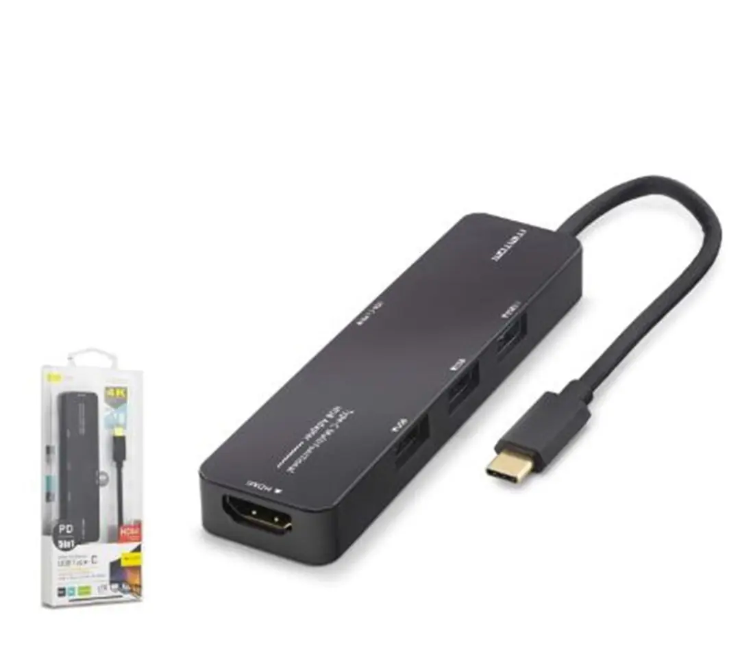 iETOP TUH305 Type-C 3.2 Gen1 Combo Hub PD HDMI 4K 5 Port 5 Gbps Siyah