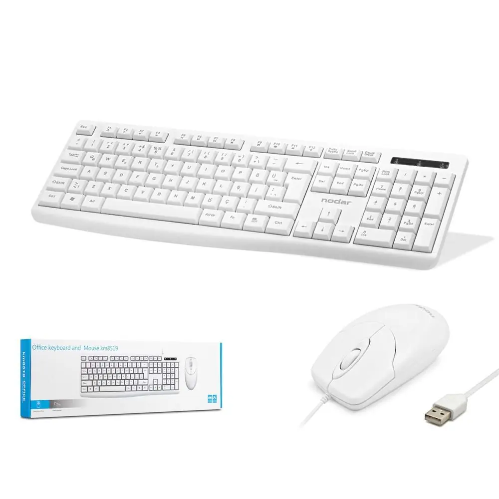 Nodar Km8520 Kablolu Klavye ve Mouse Set Q Beyaz 1