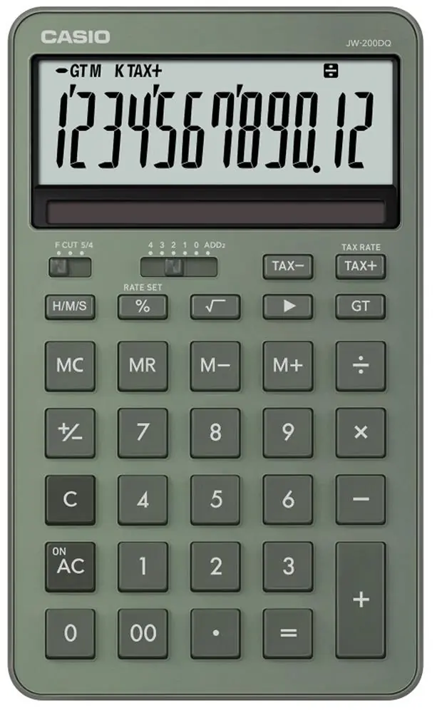 Casio JW-200DQ-GN 12 Hane Puslu Yeşil Masa Üstü Hesap Makinesi