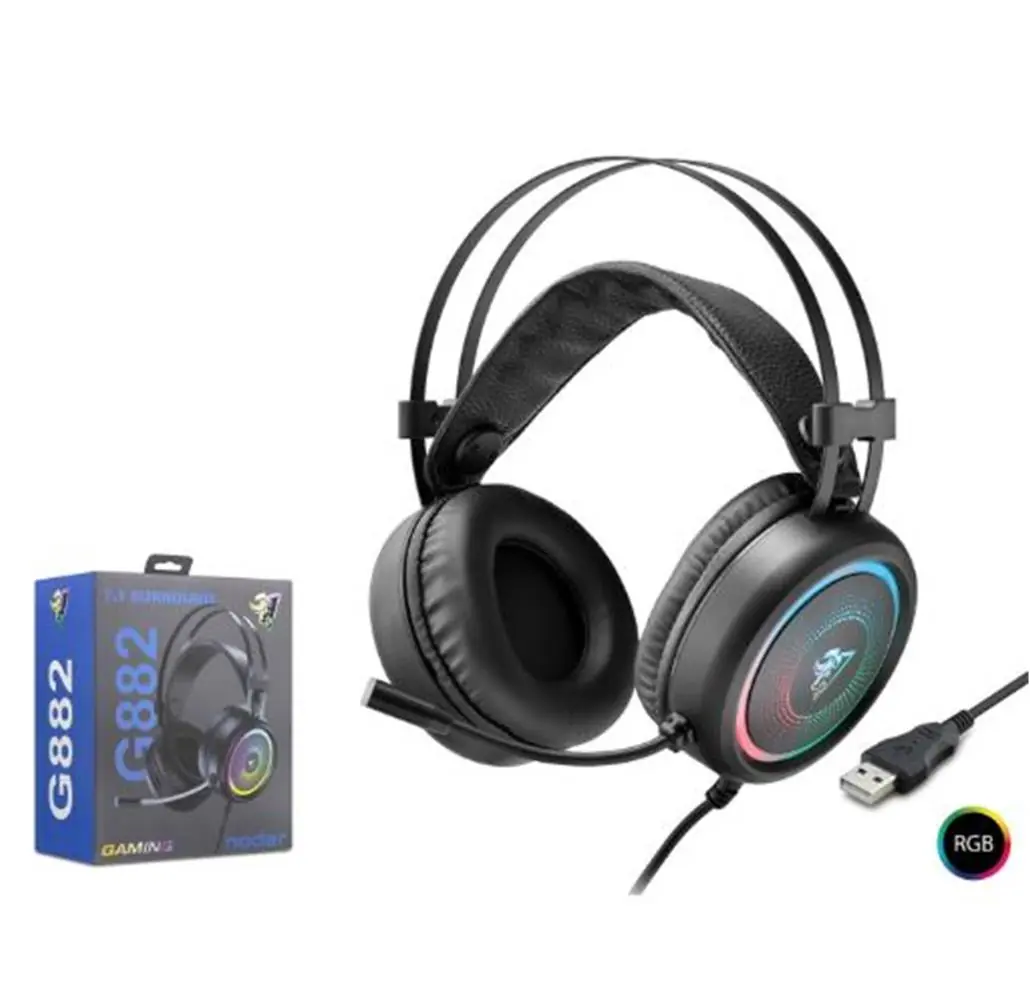 NODAR G882 USB RGB 7.1 Surround Over-Ear Mikrofonlu Gaming Kulaklık Siyah