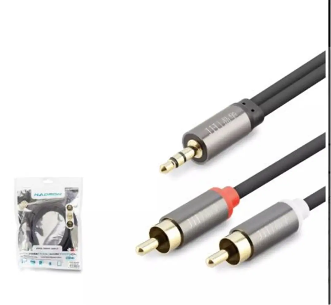 HADRON HDX1068 3.5MM TO 2RCA KABLO 2LINE GOLD 3M SİYAH 1