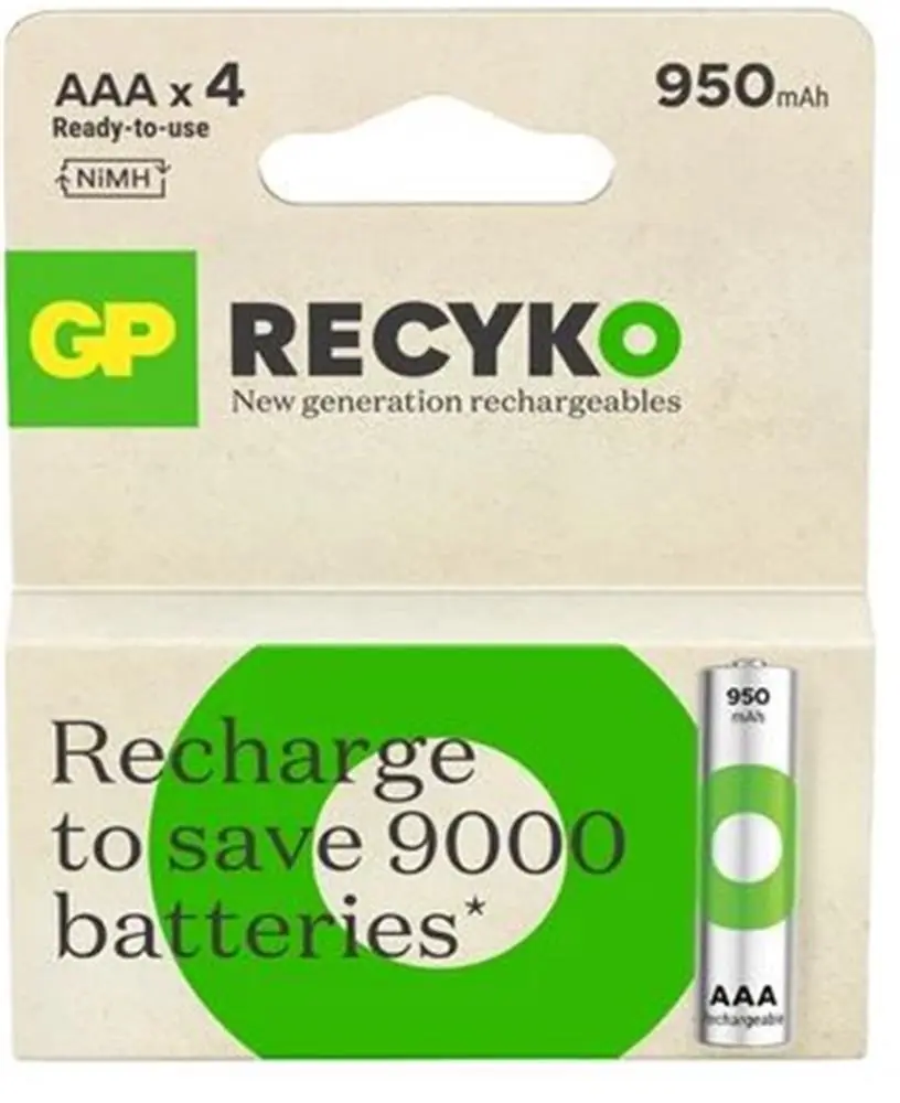 GP AAA 950 mAh Şarjlı İnce Kalem Pil 4'lü Paket GP100AAHCEMTR-4LÜ 1
