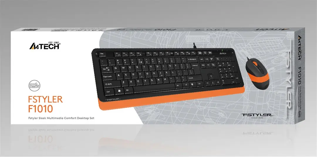 A4 Tech F1010 Q Usb Turuncu Fn-Mm Klv+Optik Mouse Set 1