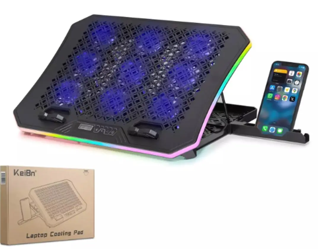 Hadron Dcxa19 Notebook Soğutucu 9-Fan + Telefon Standı 14-18 RGB Siyah 1