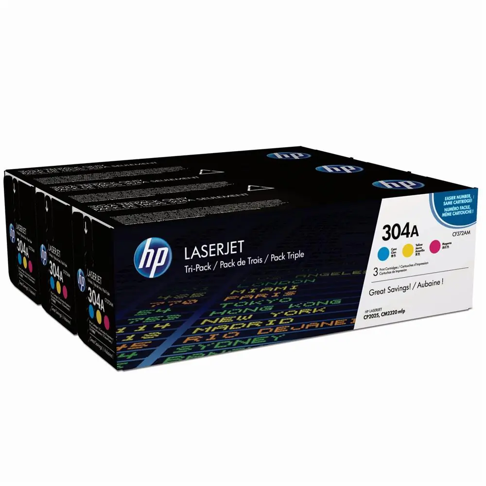 HP 304A Mavi-Kırmızı-Sarı 3lu Takım Toner CF372AM CC531A-CC532A-CC533A 1