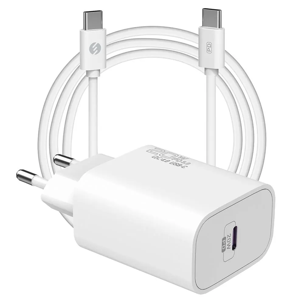 S-link SL-EC62TP Type-C 20W PD3.0 Quick Charge QC4.0 Kablo + Ev Şarj Adaptör 1