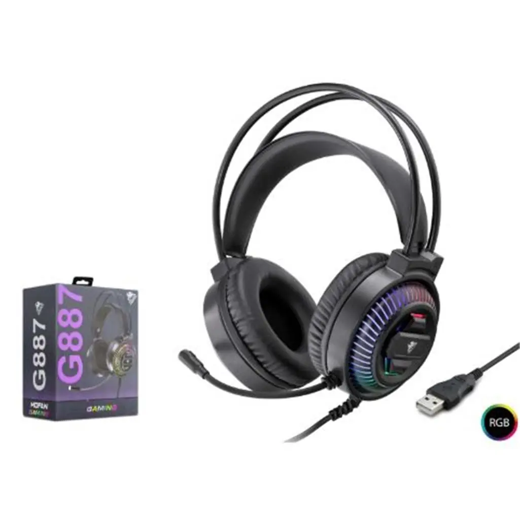 MOFAN G887 USB RGB 7.1 Surround Over-Ear Mikrofonlu Gaming Kulaklık Siyah