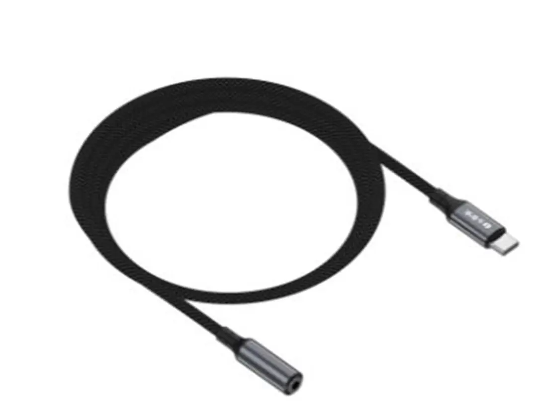 S-link Armor FC-01 15cm Type-C to F AUX Örgülü Metal Başlıklı Siyah Ses Kablosu 1