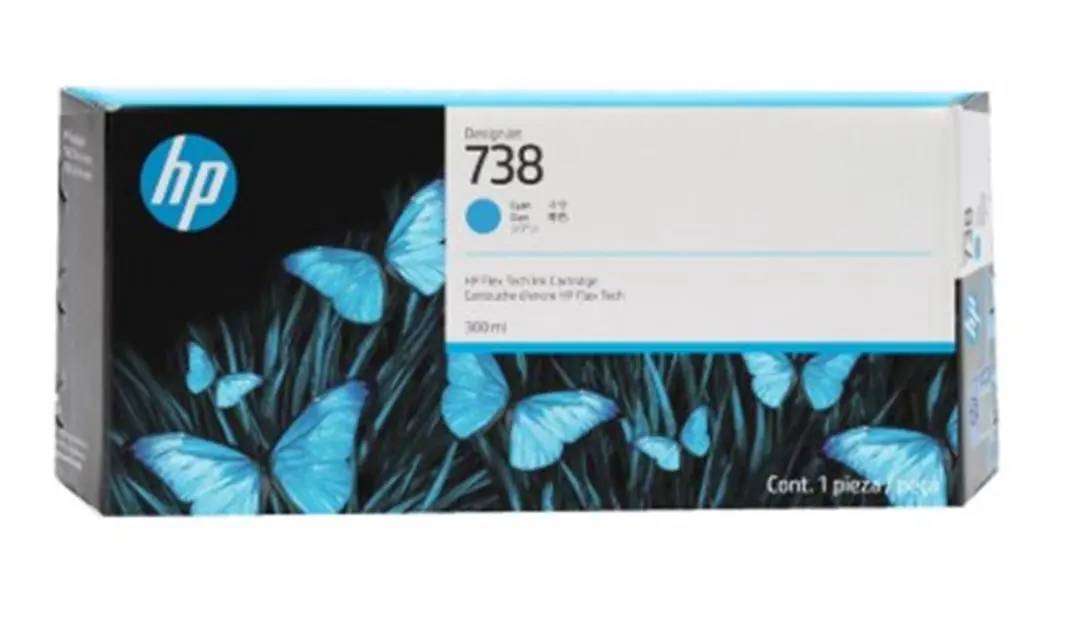 HP 738 Cyan Mavi 300ML Plotter Kartuşu 676M6A 1