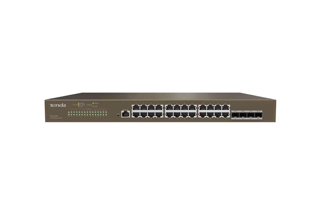 Tenda TEG5328F 24 Port 10-100-1000 Switch 4 Port SFP Yönetilebilir L2 Çelik Kasa Rack Mount 1