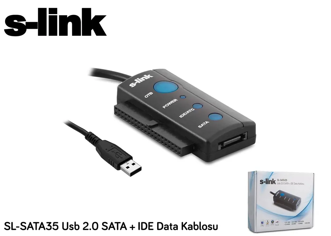 S-link SL-SATA35 Usb 2.0 to Sata + ıde Data Çevirici 1
