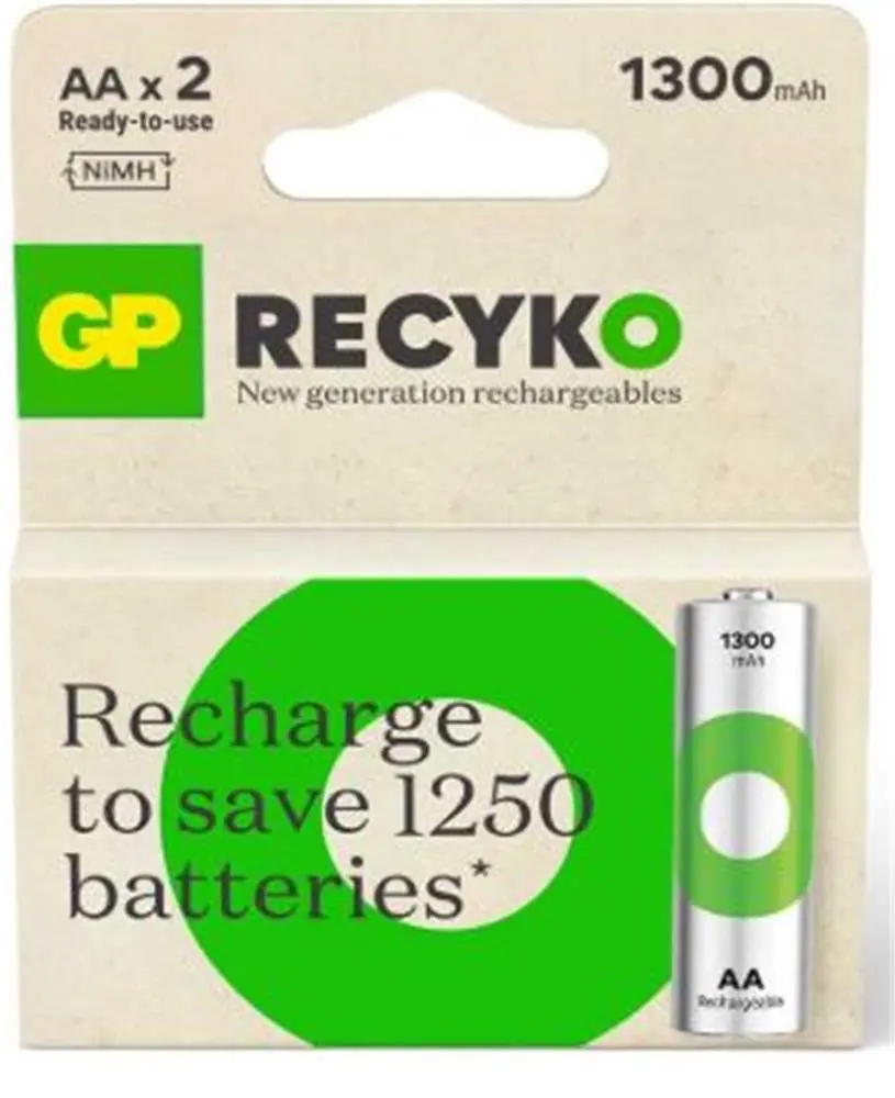 GP AA 1300 mAh Şarjlı Kalem Pil 2'li Paket GP130AAHCEMTR-2GB 1