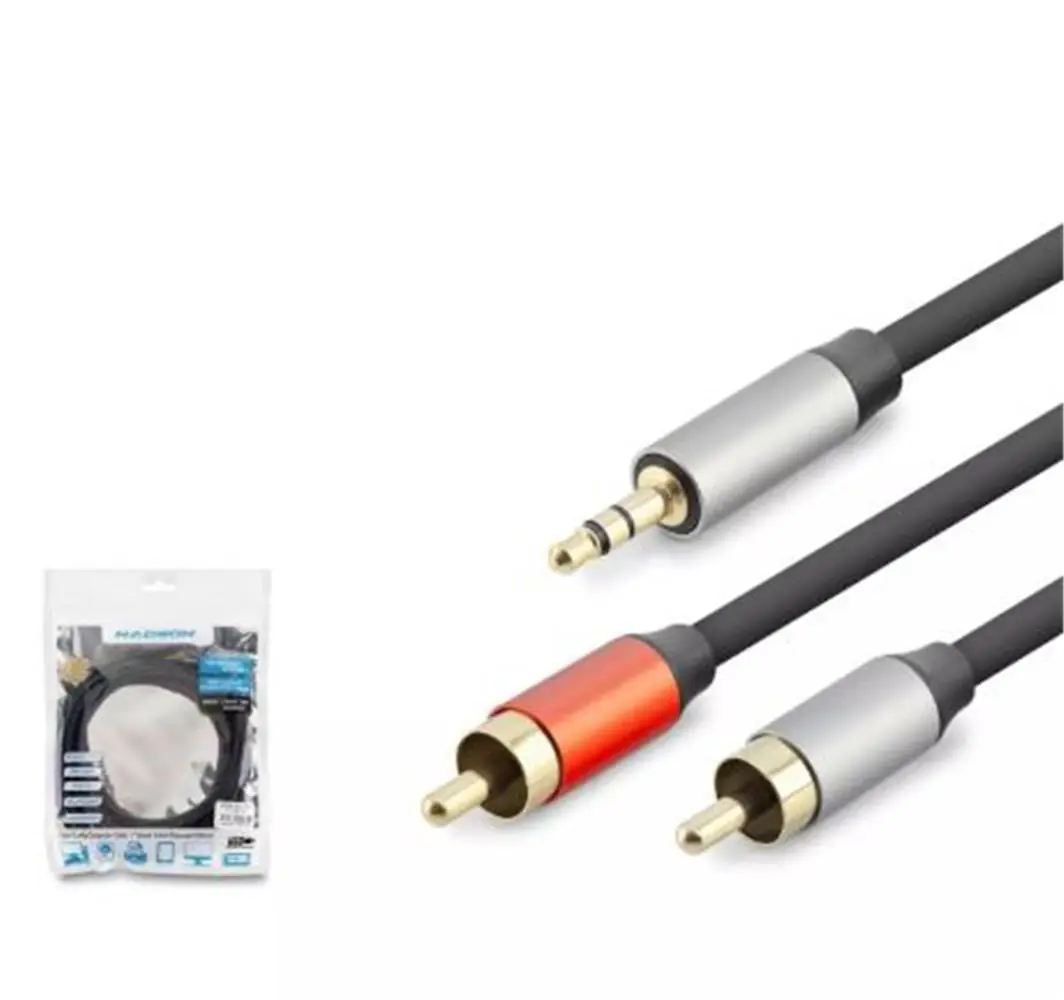 HADRON HDX1074 3.5MM TO 2RCA KABLO 2LINE GOLD 3M SİYAH 1