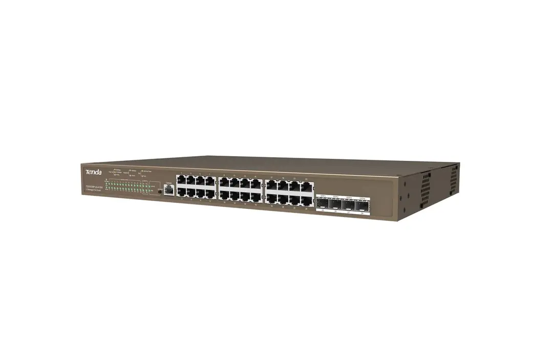 Tenda TEG5328P-24-410W 24 Port Poe+ 10-100-1000 Switch 4 Port SFP L3 Çelik Kasa Rack Mount 1