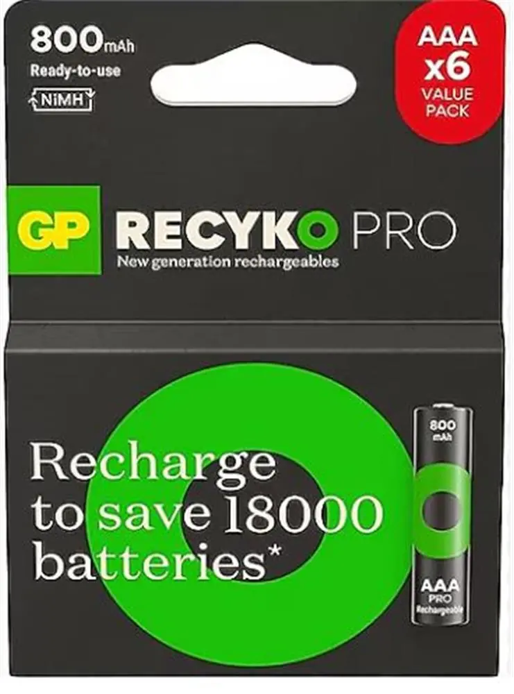 Gp AAA 850 mAh Şarjlı İnce Kalem Pil  4+2'li Paket Recyko GPHCH83BOK 1