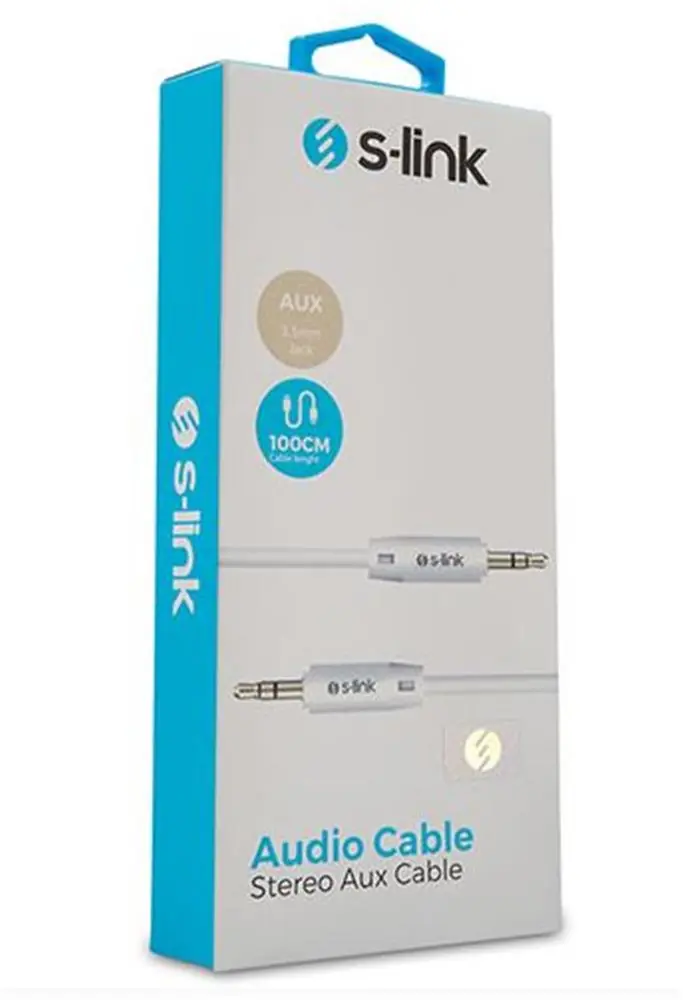 S-link SL-SP70 1m Beyaz 3.5mm Stereo Ses Kablosu 1