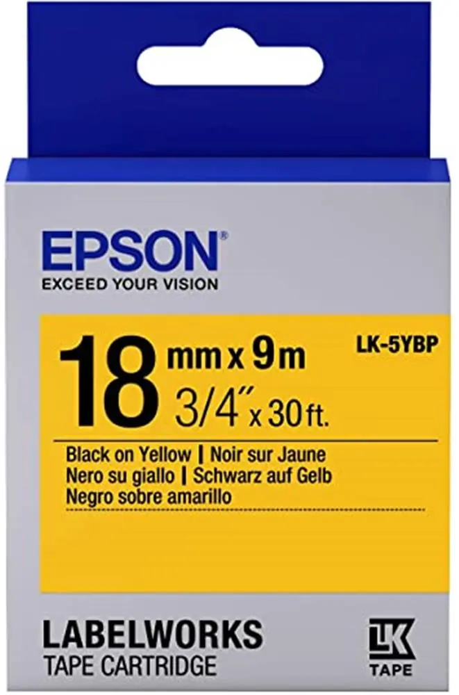 Epson LK-5YBP Pastel Sarı Üzeri Siyah 18mm 9metre 1
