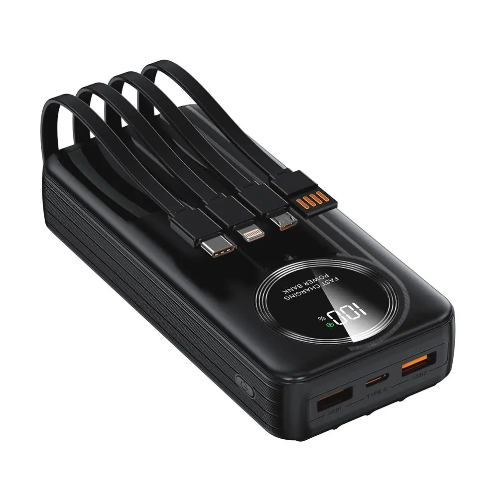 S-link IP-G220 20000mAh PD20W+QC3.0 Dahili Kablolu Siyah LCD Taşınabilir Pil Şarj Cihazı Powerbank