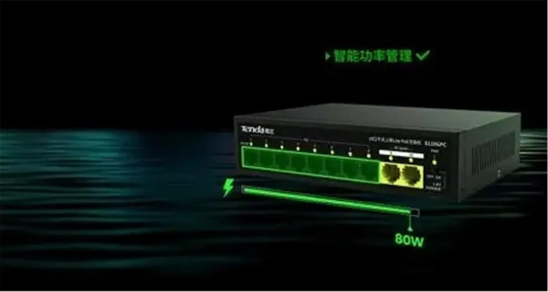 Tenda S110GPC 10 Port 8 Port Poe+ 10-100 Mbps + 2 Port 10-100-1000 Uplink Switch Çelik Kasa 1