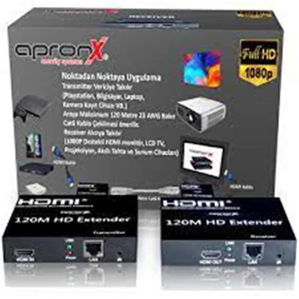 Apronx APX-USB120M-B Cat5e-Cat6 120 metre FullHd 1080P HDMI Extender 1