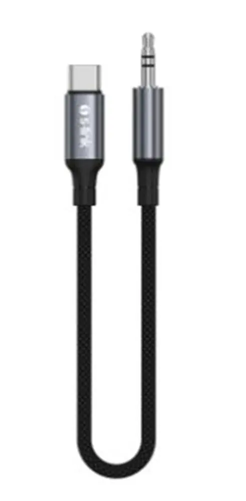 S-link Armor MC-01 1.2m Type-C to M AUX Örgülü Metal Başlıklı Siyah Ses Kablosu 1