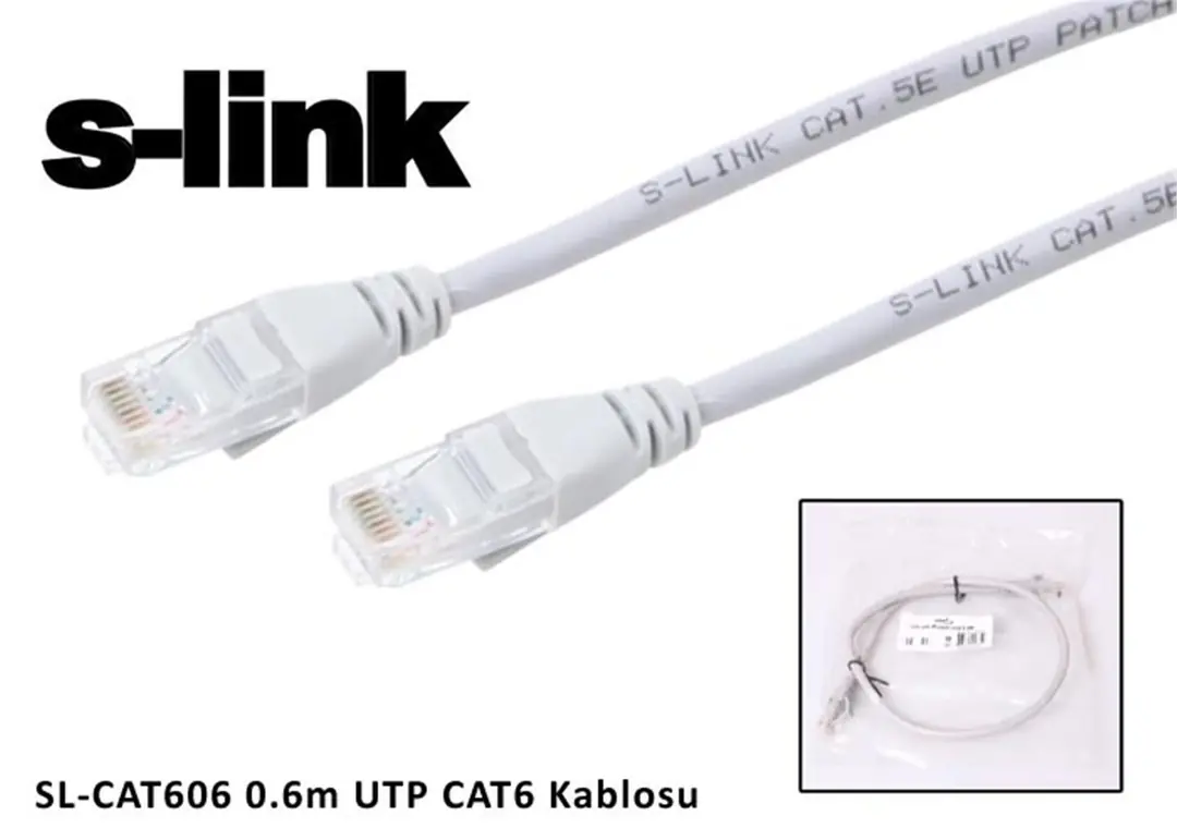 S-link SL-CAT606 cat6 0.60mt Gri Utp Patch Kablo 1