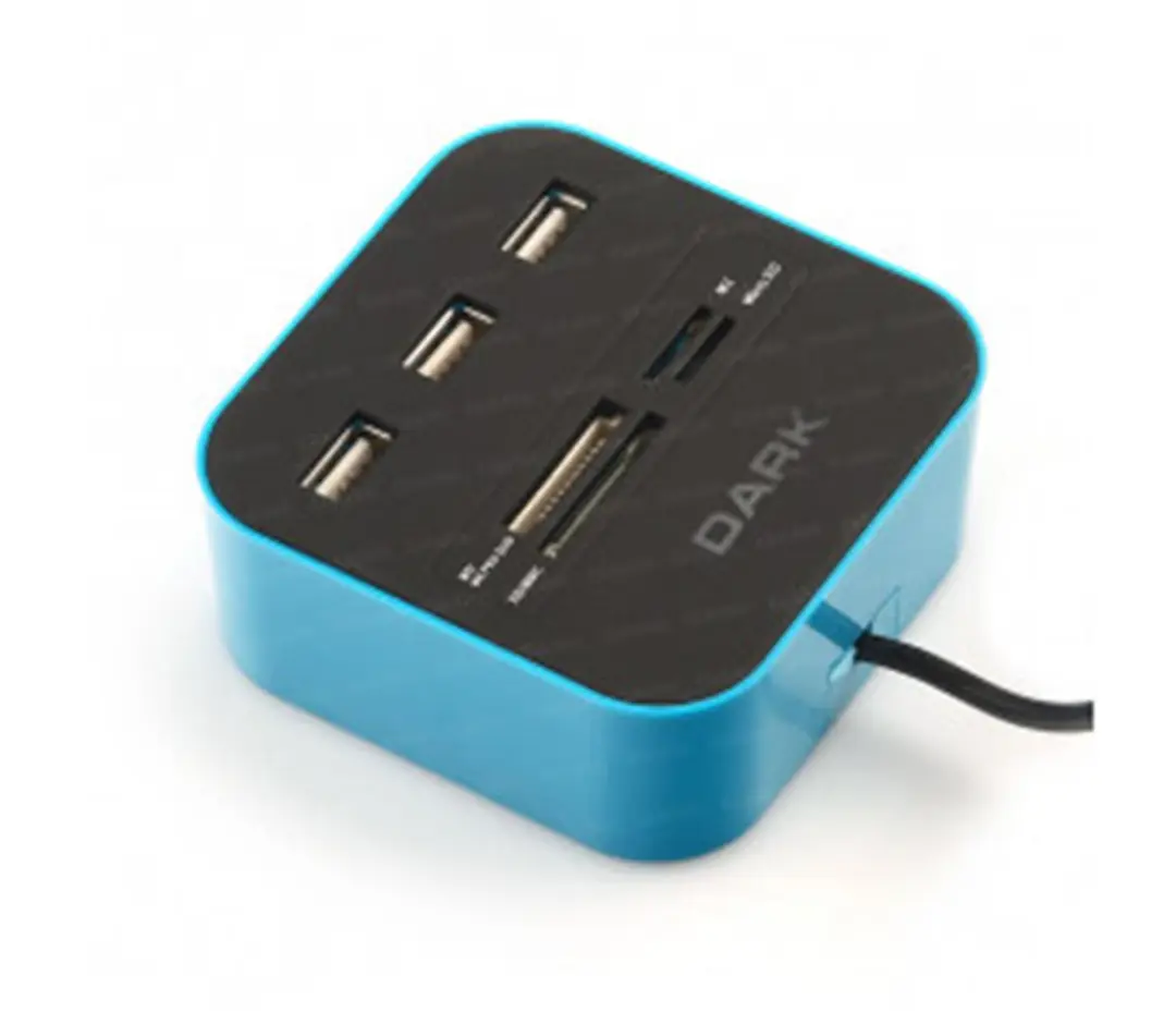 Dark UCR202 USB MicroSD-SD-MMC-M2-MS PRO DUO Kart Okuyuculu USB Çoklayıcı (Mavi) 1