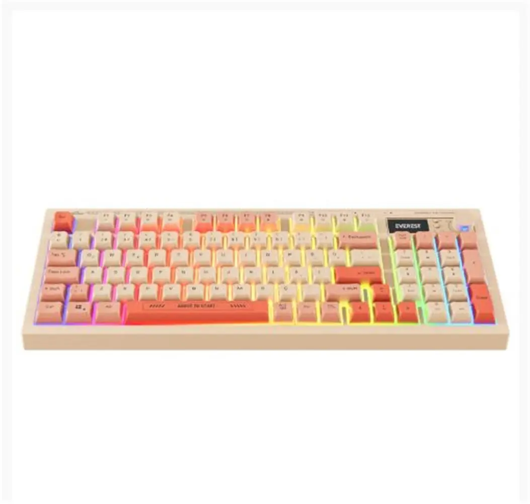 Everest KB-85 SILENT PRO Kablosuz Bej-Pembe-Turuncu SESSİZ RGB Wireless 2.4Ghz  Q Oyuncu Klavyesi 1