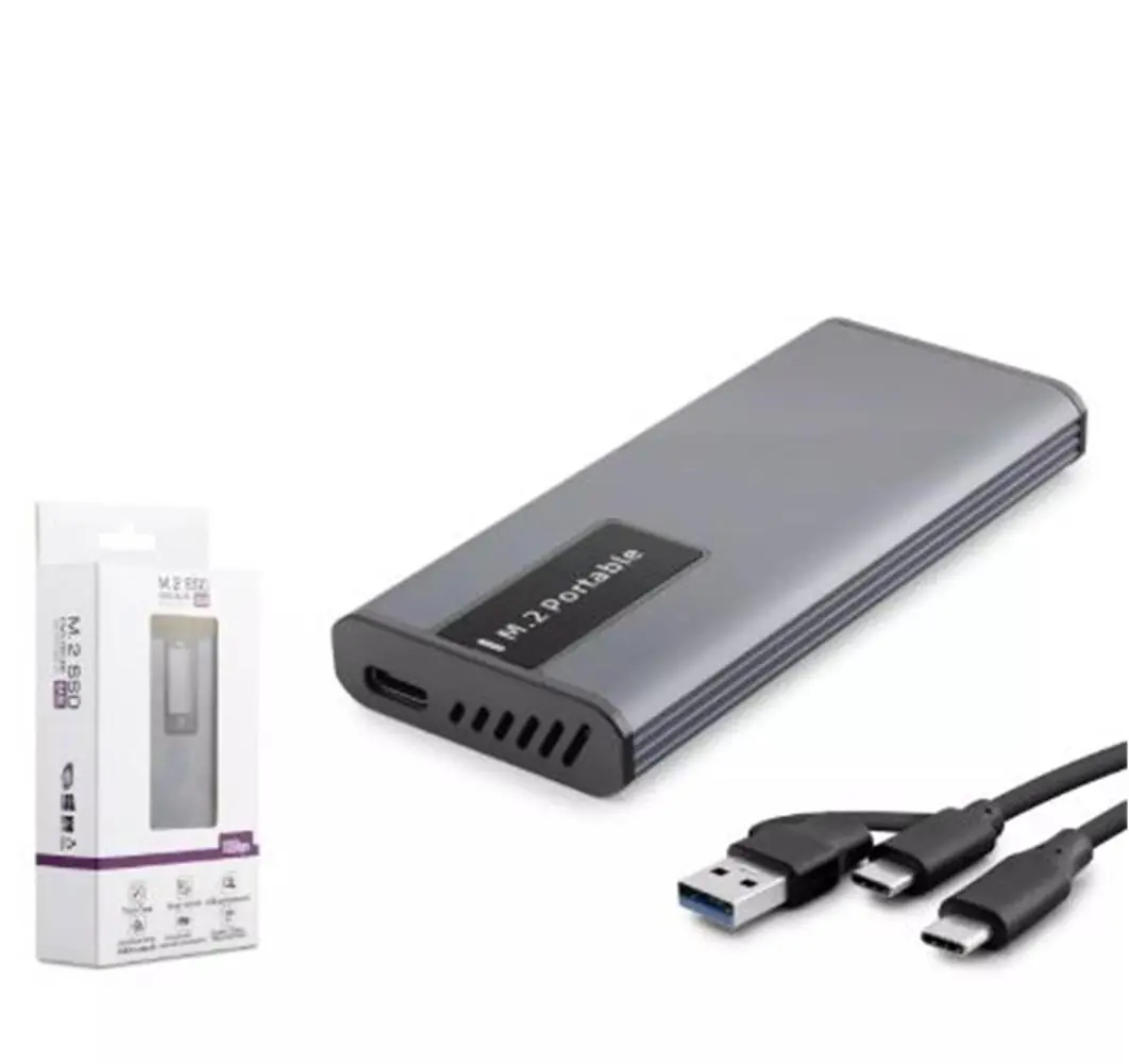 Hadron Hdx1780 Ssd Kutu Type-C3.1 + Usb3.0 Nvme + Ngff M2 Alüminyum + Plastik Chip Rtl9210B Rgb Gri 1