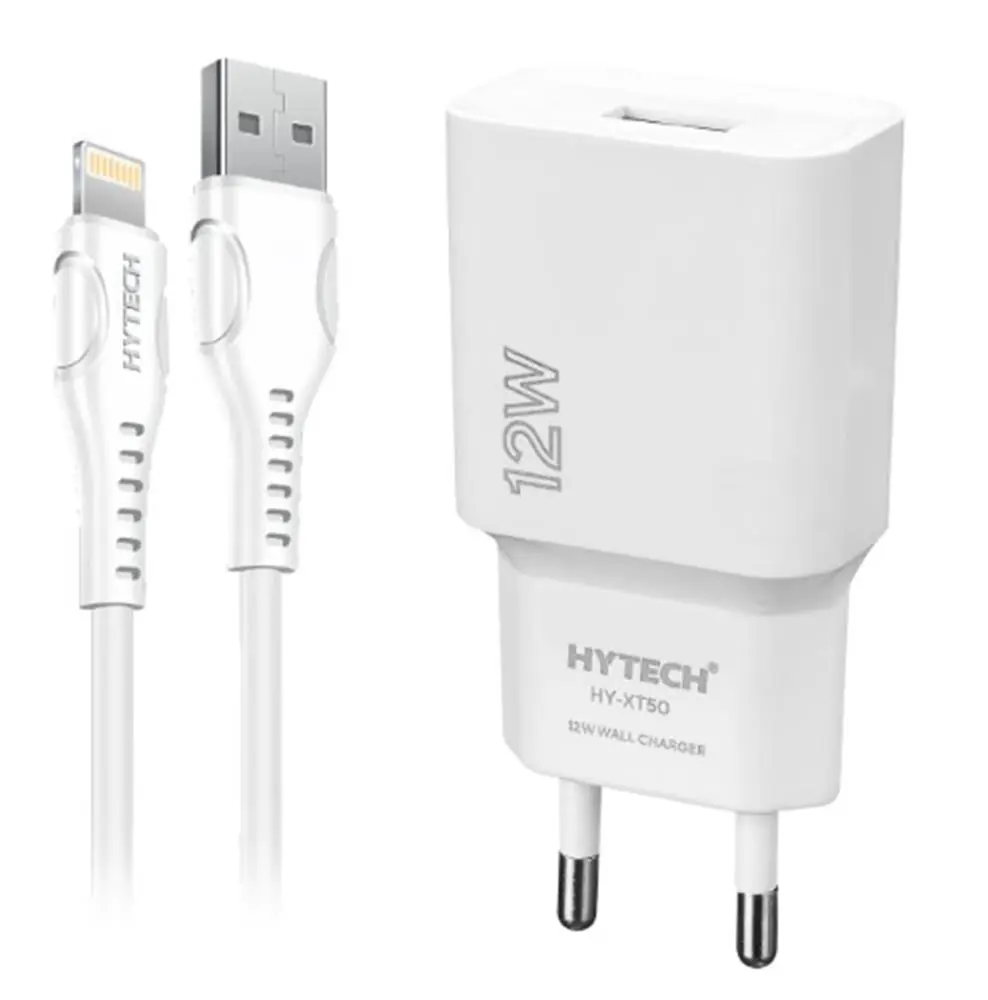 Hytech HY-XT50L 12W 5V 2.4A iPhone Beyaz Kablo + Ev Şarj Adaptör 1