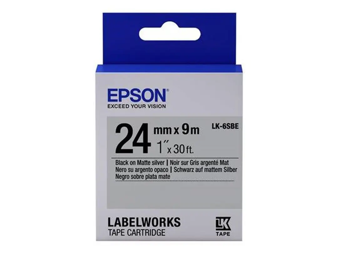 Epson LK-6SBE Gümüş Üzeri Siyah 24mm 9Metre Etiket 1