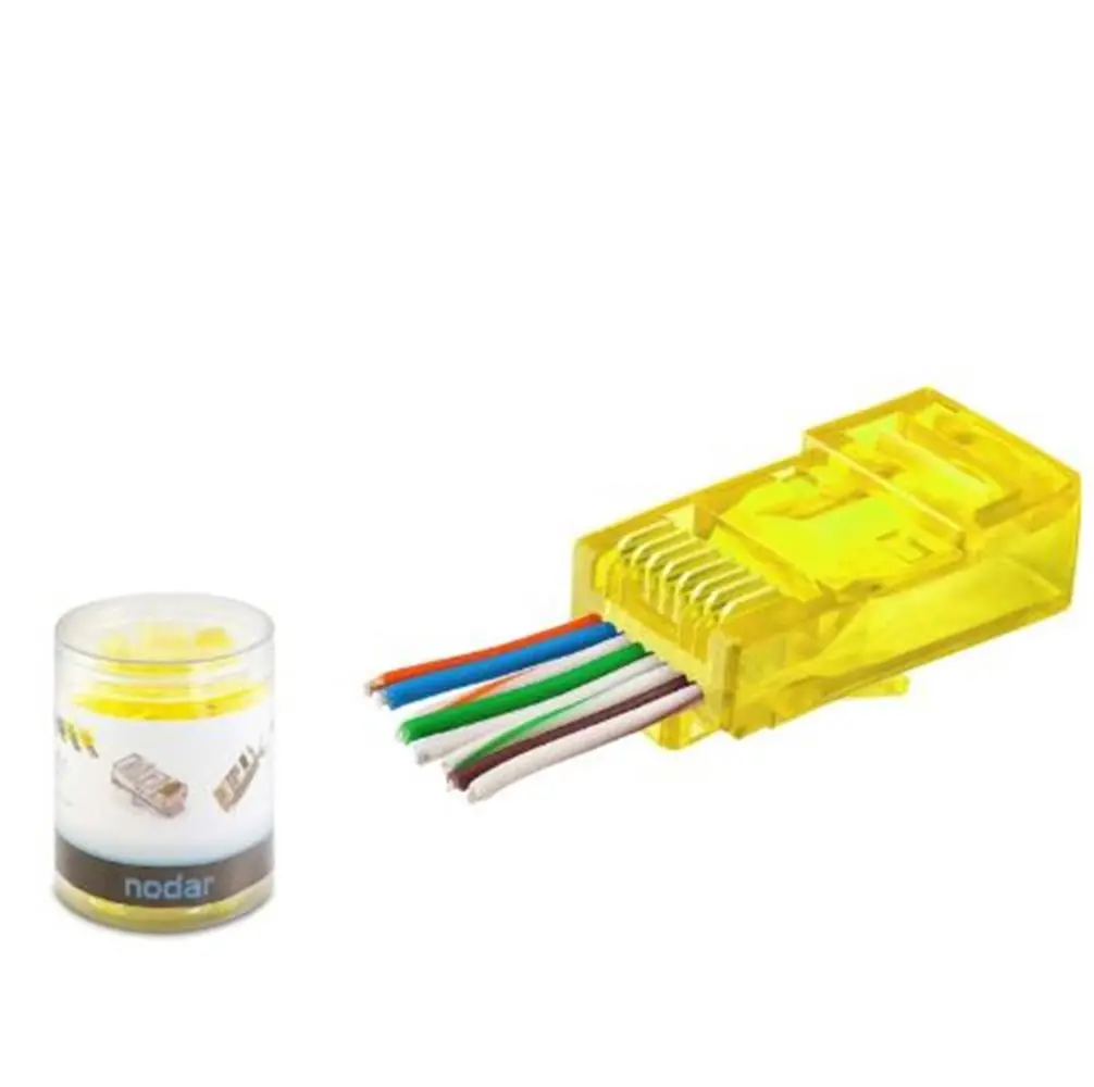 NODAR ND2400 CAT6 EZ RJ45 Konnektör 100 Adet Plastik Kutu - Sarı 1